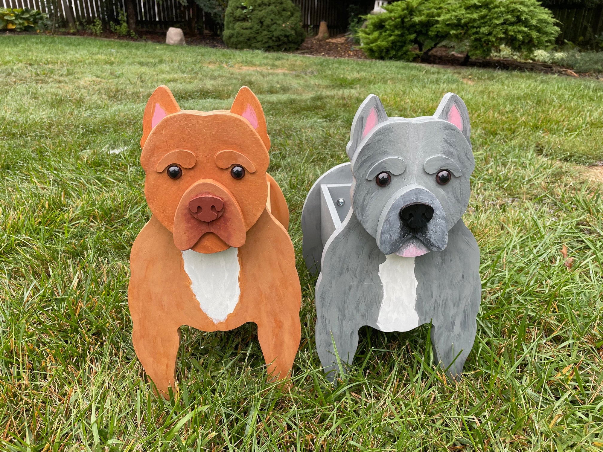 Handcrafted Pittbull terrier planter/memorial offers standard size